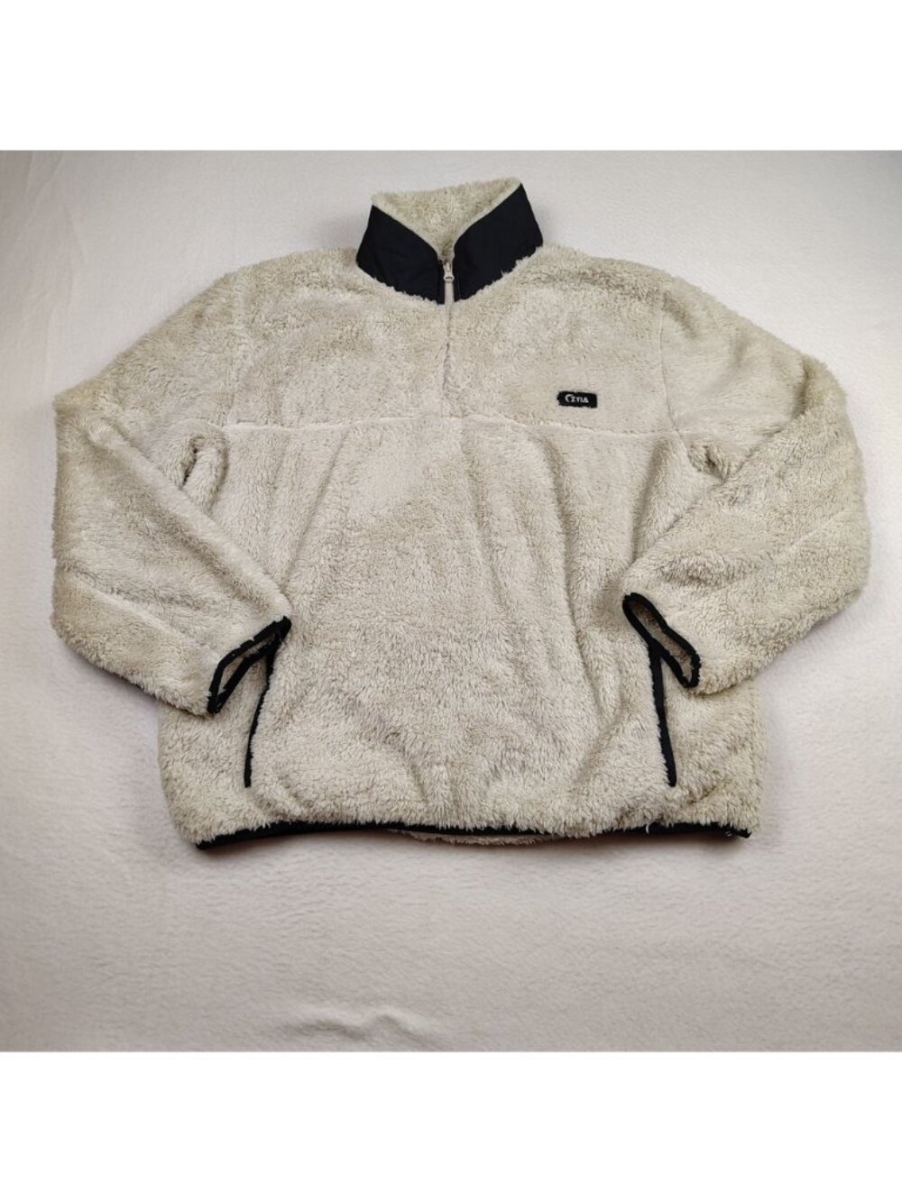 Zyia Active Cream Teddy Fleece 1/4 Zip Pullover Jacket Womens XL - Picture 2 of 12
